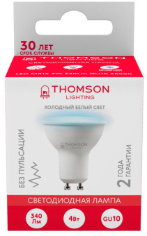 Лампа светодиодная Thomson TH-B2325 4Вт цок.:GU10 рефлек. 220B св.свеч.бел.хол. MR16 (упак.:1шт) - купить недорого с доставкой в интернет-магазине