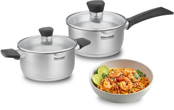 Ковш Rondell Strike Grey Ultra RDS-1946 1.3л. d=16см (с крышкой) стальной - цена, купить или заказать с доставкой в интернет-магазине Ковш Rondell Strike Grey Ultra RDS-1946 1.3л. d=16см (с крышкой) стальной - купить недорого с доставкой в интернет-магазине