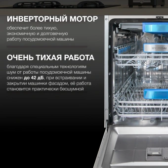Посудомоечная машина встраив. Hyundai HBD 6105 2100Вт полноразмерная нержавеющая сталь инвертор - купить недорого с доставкой в интернет-магазине