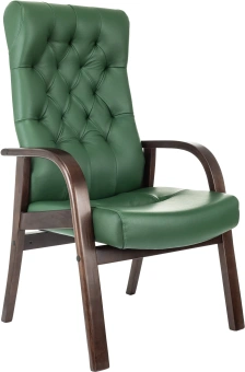 Кресло Бюрократ T-9928WALNUT-CF зеленый кожа на ножках дерево - купить недорого с доставкой в интернет-магазине