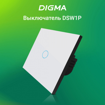 Умный выключатель Digma DiSwitch 1p 1-нокл. универсальный белый (DSW1P) - купить недорого с доставкой в интернет-магазине