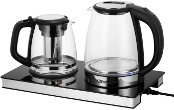 Чайный набор Kitfort КТ-6737 2л. 1530Вт черный/нержавеющая сталь корпус: Металл/стекло/пластик - купить недорого с доставкой в интернет-магазине
