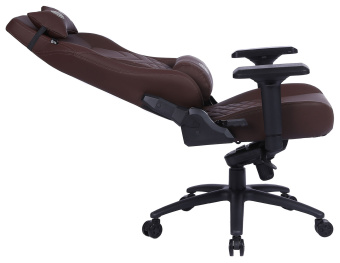 Кресло игровое Cactus CS-CHR-0112BR коричневый эко.кожа с подголов. крестов. сталь - купить недорого с доставкой в интернет-магазине