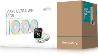 Система водяного охлаждения Deepcool LQ360 Ultra ARGB Soc-AM5/AM4/1200/1700/1851 белый 4-pin 38.71dB Al LCD 350W 1900gr Ret (R-LQ360-WHASMC-G-1) - купить недорого с доставкой в интернет-магазине