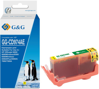 Картридж струйный G&G GG-CD974AE желтый (14.6мл) для HP Officejet 6000/6500/6500A/7000/7500A - купить недорого с доставкой в интернет-магазине