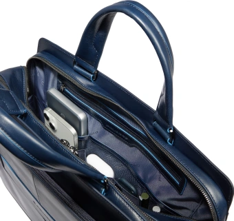 Деловая сумка Piquadro Blue Square CA6590B2/BLU2 с отделением для ноутбука 15.6" темно-синяя натур.кожа - купить недорого с доставкой в интернет-магазине