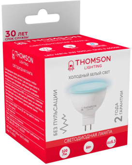 Лампа светодиодная Thomson TH-B2322 6Вт цок.:GU5.3 рефлек. 220B св.свеч.бел.хол. MR16 (упак.:1шт) - купить недорого с доставкой в интернет-магазине