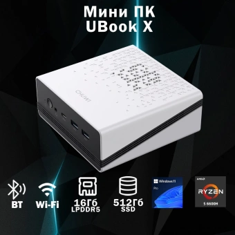 ПК Мини Chuwi UBox Ryzen 5 6600H (3.3) 16Gb SSD512Gb 660M Windows 11 Pro 2x2.5GbitEth WiFi BT 90W белый/черный - купить недорого с доставкой в интернет-магазине
