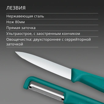 Набор нож/овощеч. Victorinox Swiss Classic 6.7114.21C1 компл.:2предм. зеленый европодвес - купить недорого с доставкой в интернет-магазине