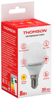 Лампа светодиодная Thomson TH-B2033 8Вт цок.:E14 шар 220B 3000K св.свеч.бел.теп. Globe - купить недорого с доставкой в интернет-магазине