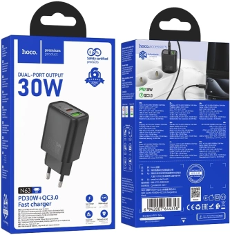 Сетевое зар./устр. Hoco Gentle PD30W+QC3.0 30W 3A (PD+QC) (44358) - купить недорого с доставкой в интернет-магазине