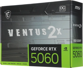Видеокарта MSI PCI-E 5.0 RTX 5060 8G VENTUS 2X OC NVIDIA GeForce RTX 5060 8Gb 128bit GDDR7 2527/28000 HDMIx1 DPx3 HDCP Ret - купить недорого с доставкой в интернет-магазине