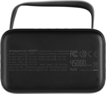 Мобильный аккумулятор Itel Maxpower 450PF 45000mAh 3A 3xUSB-A/USB-C черный - купить недорого с доставкой в интернет-магазине