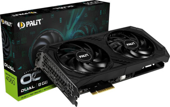 Видеокарта Palit PCI-E 4.0 RTX4060 DUAL OC NVIDIA GeForce RTX 4060 8192Mb 128 GDDR6 1830/17000 HDMIx1 DPx3 HDCP Ret - купить недорого с доставкой в интернет-магазине