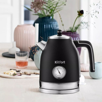 Чайник электрический Kitfort KT-6102-1 1.7л. 1950Вт черный корпус: металл/пластик (КТ-6102-1) - купить недорого с доставкой в интернет-магазине