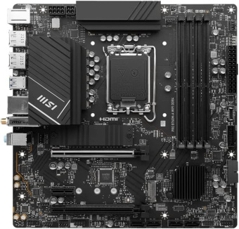 Материнская плата MSI PRO B760M-A WIFI DDR4 Soc-1700 Intel B760 4xDDR4 mATX AC`97 8ch(7.1) 2.5Gg+HDMI+DP - купить недорого с доставкой в интернет-магазине
