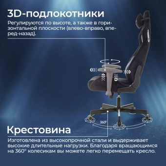 Кресло игровое Knight Outrider LTD черный Light-20 с подголов. крестов. металл - купить недорого с доставкой в интернет-магазине