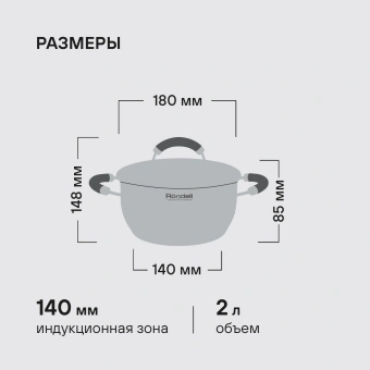 Кастрюля Rondell Balance RDS-753 2л. d=18см (с крышкой) стальной - купить недорого с доставкой в интернет-магазине