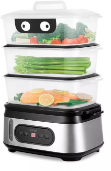 Пароварка Kitfort КТ-4082 3ярус. 800Вт серебристый - купить недорого с доставкой в интернет-магазине