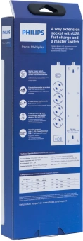 Сетевой фильтр Philips CHP4346WA/51 2м (4 розетки) белый (коробка) - купить недорого с доставкой в интернет-магазине
