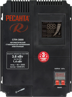 Стабилизатор напряжения Ресанта СПН-3600 однофазный черный (63/6/25) - купить недорого с доставкой в интернет-магазине