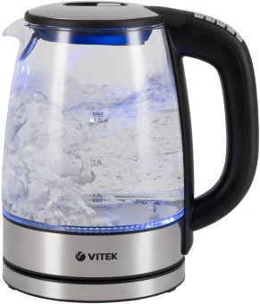 Чайник электрический Vitek VT-8828 1.7л. 2200Вт серебристый корпус: стекло/металл - купить недорого с доставкой в интернет-магазине