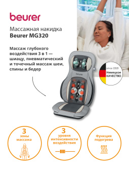 Массажная накидка Beurer MG320 35Вт серый (648.09) - купить недорого с доставкой в интернет-магазине
