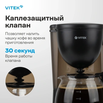 Кофеварка капельная Vitek VT-1500 600Вт черный - купить недорого с доставкой в интернет-магазине