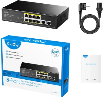 Коммутатор Cudy FS1010P (L2) 10x100Мбит/с 8PoE+ 120W неуправляемый - купить недорого с доставкой в интернет-магазине