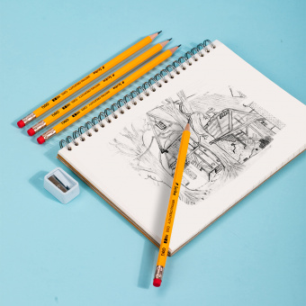 Карандаш ч/г Deli EC003-HB Scribe HB шестигран. тополь желтый карт.кор. (12шт) ластик - купить недорого с доставкой в интернет-магазине