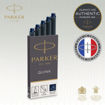 Картридж Parker Quink Z11 (CW1950385) черный/синие чернила для ручек перьевых (5шт) - купить недорого с доставкой в интернет-магазине