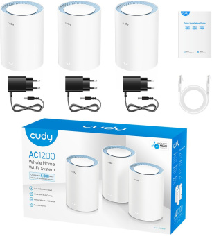 Бесшовный Mesh роутер Cudy M1200(3-Pack) AC1200 10/100BASE-TX белый (упак.:3шт) - купить недорого с доставкой в интернет-магазине