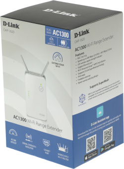 Повторитель беспроводного сигнала D-Link DAP-1620 (DAP-1620/RU/B1A) AC1200 Wi-Fi белый - купить недорого с доставкой в интернет-магазине