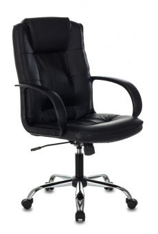 Кресло руководителя Бюрократ T-800N черный кожа крестов. металл хром - купить недорого с доставкой в интернет-магазине