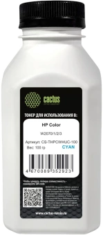 Тонер Cactus CS-THPCWHUC-100 голубой флакон 100гр. для принтера HP Color W2070/1/2/3 - купить недорого с доставкой в интернет-магазине