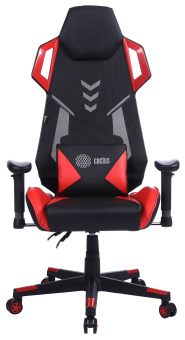 Кресло игровое Cactus CS-CHR-090BLR черный/красный эко.кожа/сетка крестов. нейлон - купить недорого с доставкой в интернет-магазине