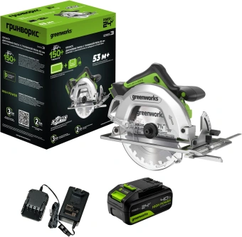 Циркулярная пила (дисковая) Greenworks GD24CS (ручная) D диска.:185мм (1500907CUB) - купить недорого с доставкой в интернет-магазине