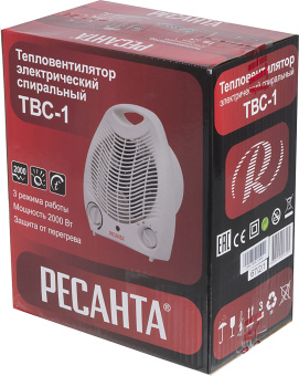 Тепловентилятор Ресанта ТВС-1 2000Вт белый - купить недорого с доставкой в интернет-магазине