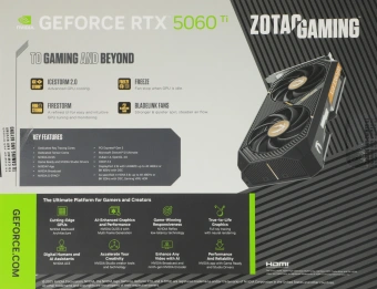 Видеокарта Zotac PCI-E 5.0 RTX 5060TI 8GB AMP NVIDIA GeForce RTX 5060TI 8Gb 128bit GDDR7 2632/28000 HDMIx1 DPx3 HDCP Ret - купить недорого с доставкой в интернет-магазине