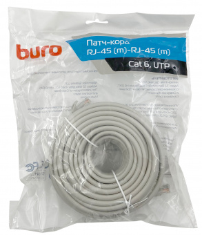 Патч-корд Buro UTP 4 пары cat6 CCA molded 20м серый RJ-45 (m)-RJ-45 (m) - купить недорого с доставкой в интернет-магазине