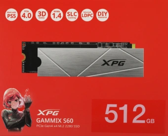 Накопитель SSD A-Data PCIe 4.0 x4 512GB AGAMMIXS60-512G-CS Gammix S60 XPG M.2 2280 - купить недорого с доставкой в интернет-магазине