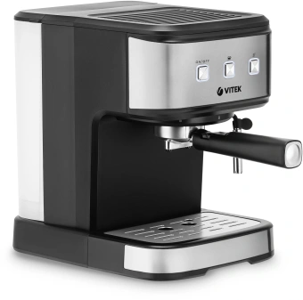 Кофеварка рожковая Vitek Metropolis VT-8470 850Вт серебристый/черный - купить недорого с доставкой в интернет-магазине
