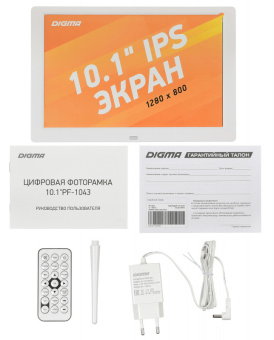 Фоторамка Digma 10.1" PF-1043 1280x800 белый пластик ПДУ Видео - купить недорого с доставкой в интернет-магазине