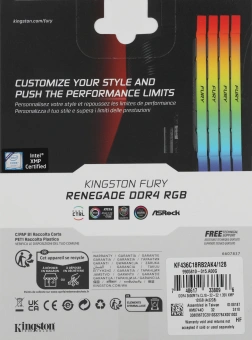Память DDR4 4x32GB 3600MHz Kingston KF436C18RB2AK4/128 Fury Renegade RGB RTL Gaming PC4-28800 CL18 DIMM 288-pin 1.35В dual rank с радиатором Ret - купить недорого с доставкой в интернет-магазине