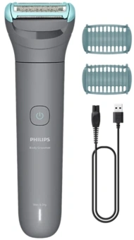 Триммер Philips Series 3000 BG3480/15 серый/бирюзовый (насадок в компл:2шт) - купить недорого с доставкой в интернет-магазине