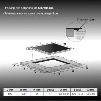 Индукционная варочная поверхность Hyundai HHI 3751 BG черный - купить недорого с доставкой в интернет-магазине