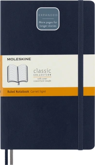 Блокнот Moleskine CLASSIC SOFT EXPENDED QP616EXPB20 Large 130х210мм 400стр. линейка мягкая обложка синий сапфир - купить недорого с доставкой в интернет-магазине
