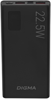 Мобильный аккумулятор Digma DGPF10A 10000mAh QC3.0/PD3.0 22.5W 3A 2xUSB-A/USB-C черный (DGPF10A22PBK) - купить недорого с доставкой в интернет-магазине