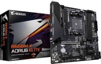 Материнская плата Gigabyte B550M X A ELITE Soc-AM4 AMD B550 4xDDR4 mATX AC`97 8ch(7.1) 2.5Gg RAID+HDMI+DP - купить недорого с доставкой в интернет-магазине