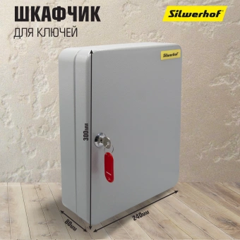 Шкафчик для ключей Silwerhof на 90ключ. 300x240x80мм комппл.90 брелков серый металл - купить недорого с доставкой в интернет-магазине